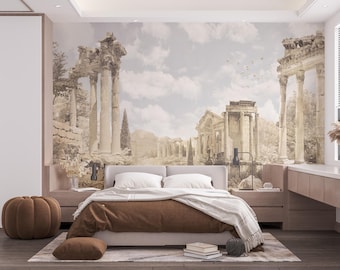 Ancient Greek Ruins Wallpaper Mural – Peel & Stick Temple Architecture