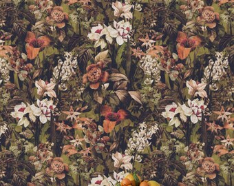 Dark Vintage Floral Wallpaper Mural, Exotic Victorian Peel and Stick