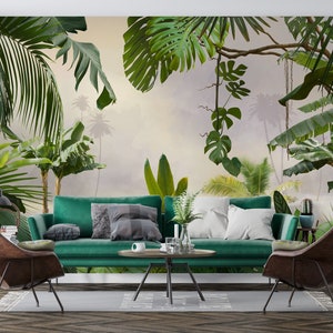 Rainforest Living Room Wallpaper , Tropical Leaves and Forest Living Room Wallpaper , Tropical Leaves and Rainforest Wallpaper