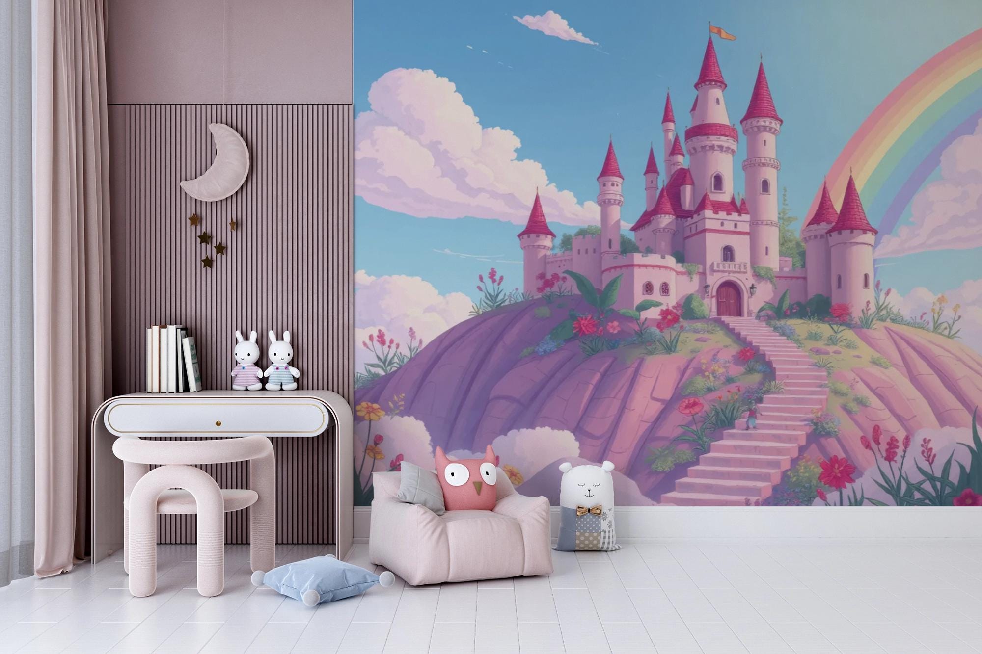 Enchanting Fairy Tale Castle Wallpaper With Rainbow Magical Princess ...