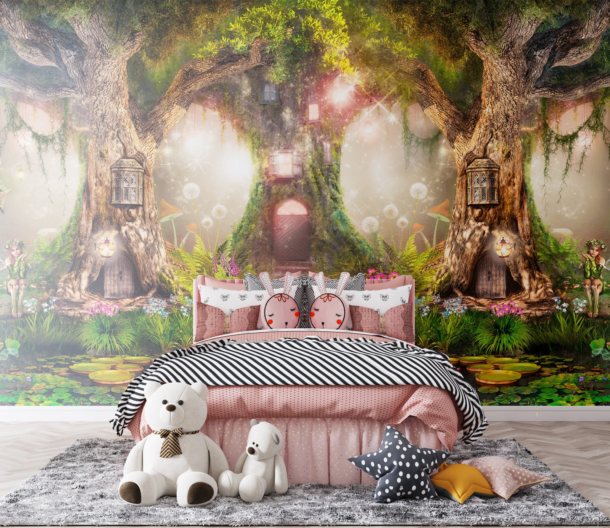 Fairy Tale Forest Wall Mural, Whimsical Kids Nursery Decor, Peel and ...