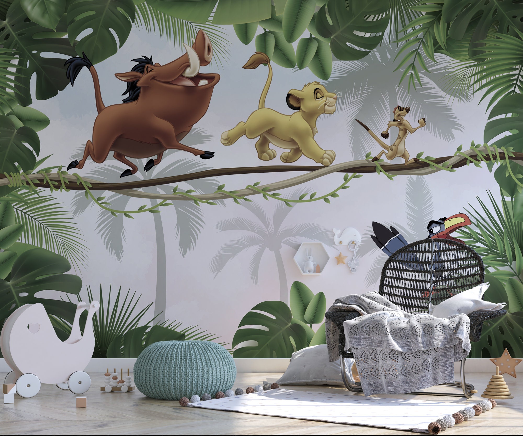 Lion King Removable Wallpaper Mural | Jungle Safari Nursery Decor - Etsy