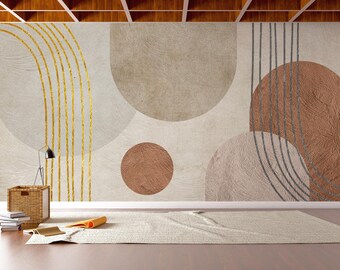Geometric Arch Removable Wallpaper, Gold Accent Wall Mural