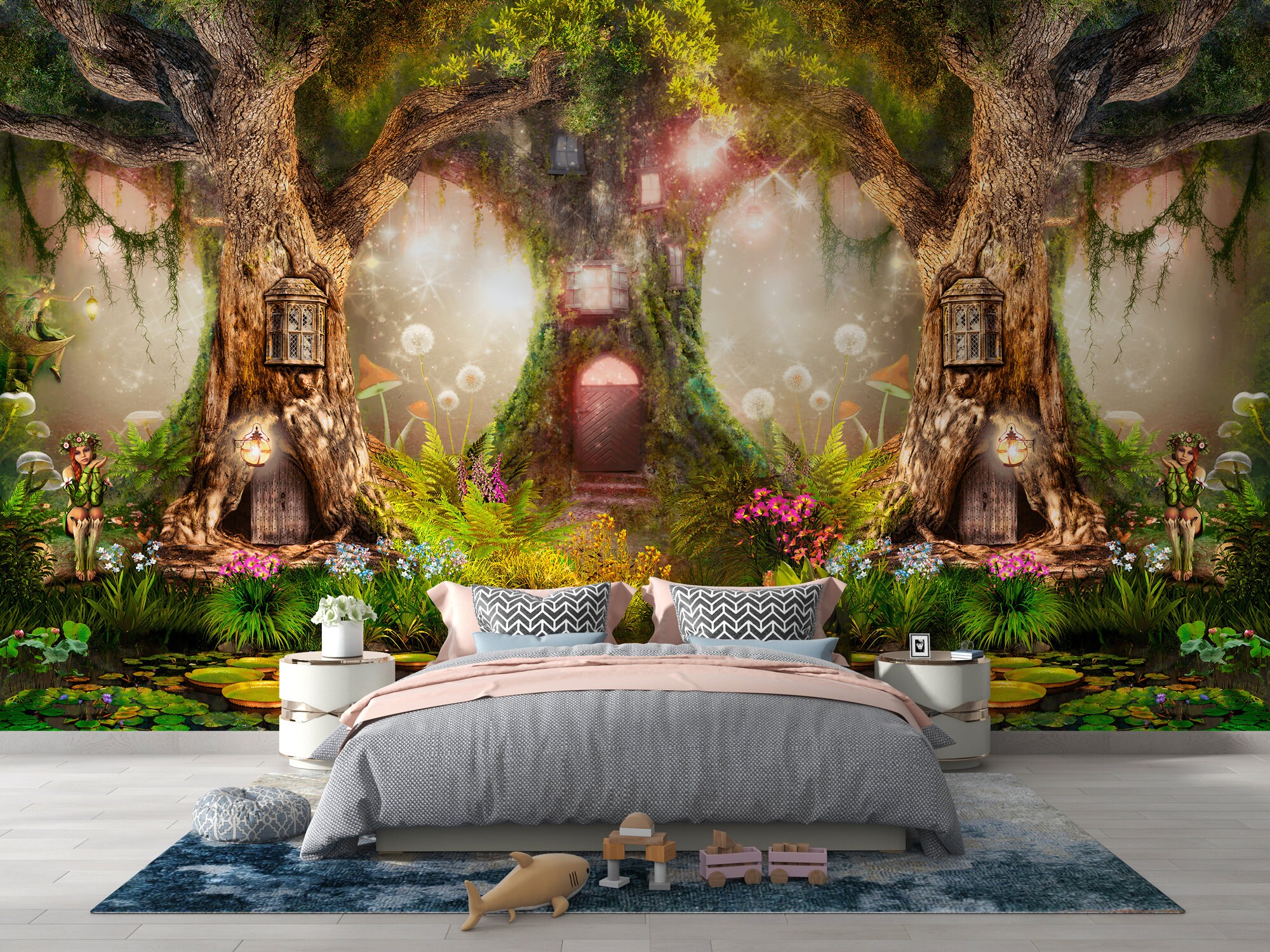 Fairy Tale Forest Wall Mural, Whimsical Kids Nursery Decor, Peel and ...