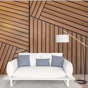 3D Geometric Wood Look Wallpaper – Textured Wooden Slats Mural image 7