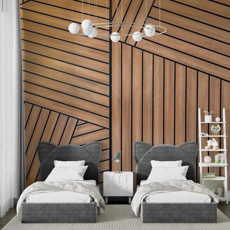 3D Geometric Wood Look Wallpaper – Textured Wooden Slats Mural image 9