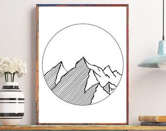 File di taglio SVG PNG EPS DXF per montagne, ClipArt vettoriale per montagne, File di decorazione per decalcomanie Cricut per montagne