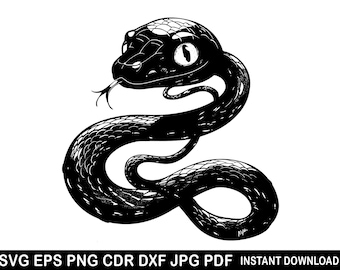 Snake Svg, Snake Silhouette SVG, Cut File Cricut, Cute Snake Simple Vector Line Art Printable, Reptile svg, Snake Cricut Silhouette File
