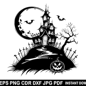Hexenhaus SVG, Spukhaus Svg-Datei Grafik, Halloween Haus Clipart, Gruselige Halloween SVG, Geist SVG, Süße Halloween Clipart Png