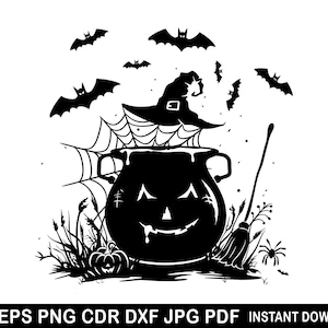 Witch cauldron Svg / Wizard Cauldron Svg / Magic cauldron Silhouette / png eps dxf / Spooky Time svg / Instant Download / Halloween Clipart