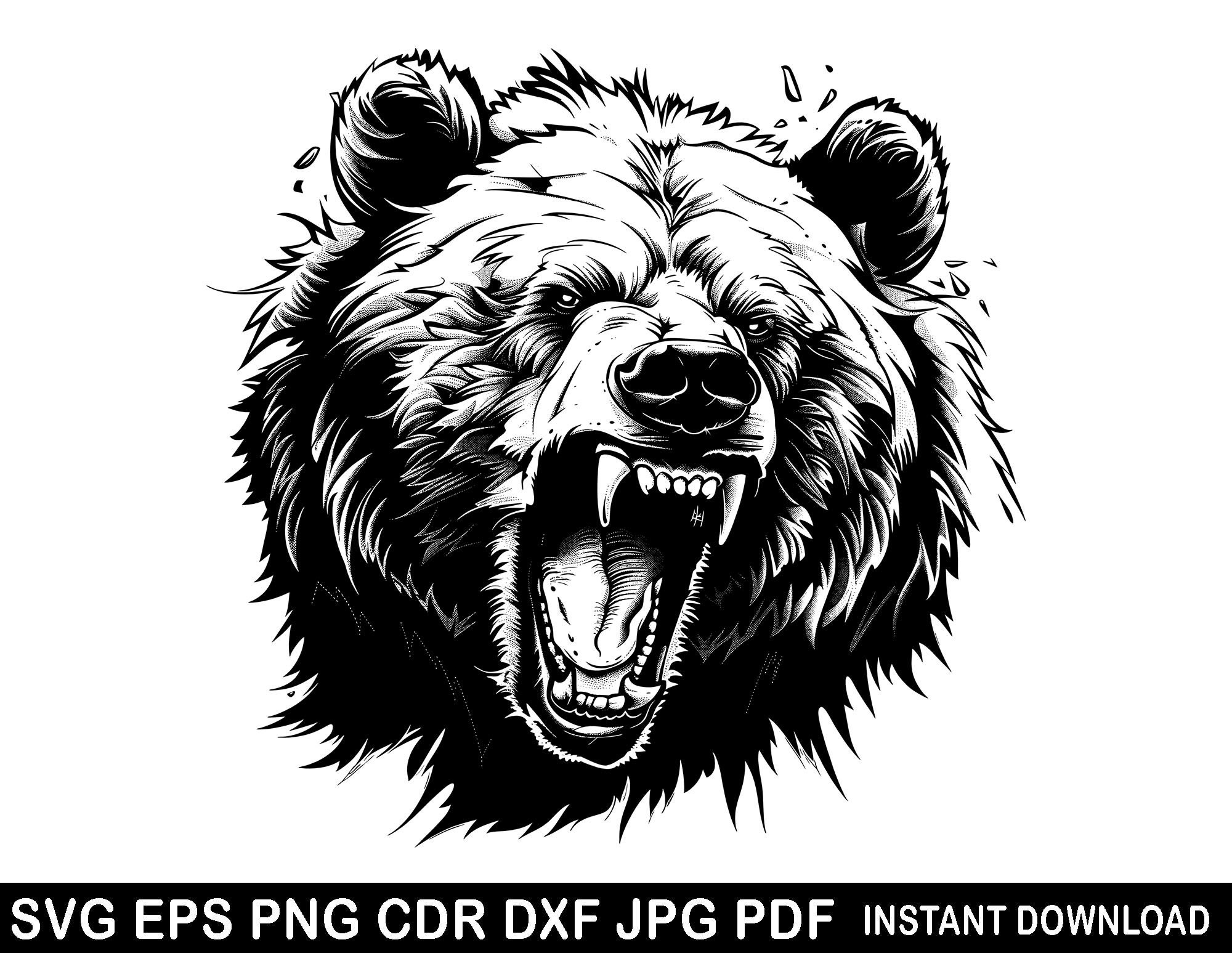 Grizzly bear tattoo - Etsy 日本, image size:2000x1547