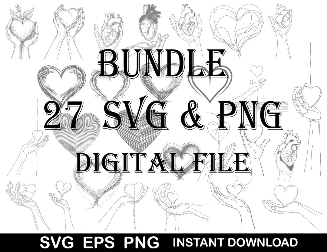 Heart Bundle Svg | Beautiful Heart Svg Eps Png Dxf | Valentines Day ...