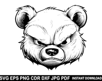 King Brown Bear Killer Angry Wildlife Grizzly Polar Animals Nature Svg Vector Cricut Clipart Shirt Logo Decal