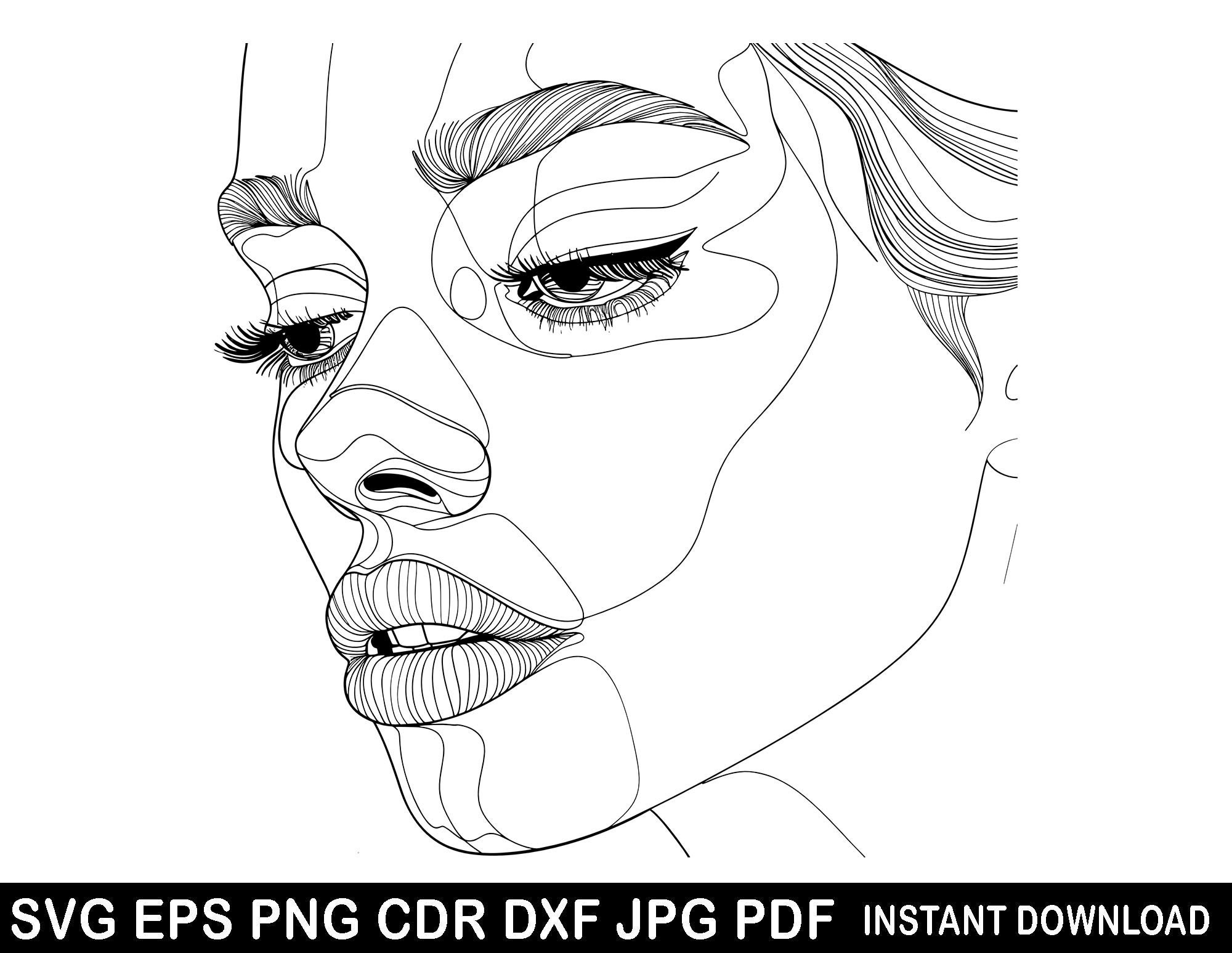 Line Art Woman Svg lady Face Lineart Svg Lady Face One Line Svg One