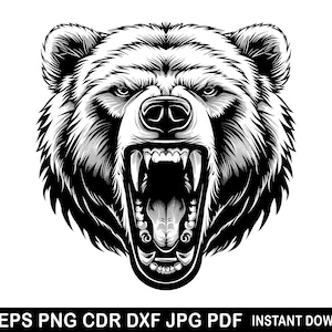 Grizzly Bear Svg Eps Png Dxf Cdr Jpg Pdf, Black Bear Vector, Bear Shirt ...