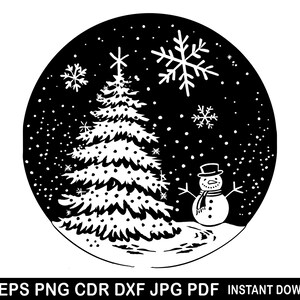 Merry Christmas Svg cut file for cricut, Snowman Svg, Christmas Eve svg png dxf cdr, Winter Snowflake clipart, Christmas Time silhouette