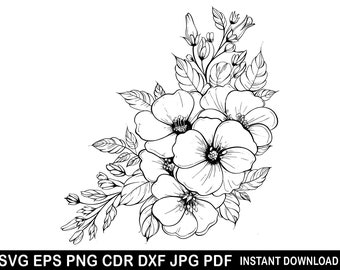 Floral Accents Flowers | Roses Decoration For Laser CNC Vinyl Cutters Cricut Clip Art Decor Silhouette Png Svg Eps Dxf