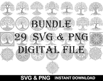 Viking Tree Silhouette | Yggdrasil Clipart | Sacred Tree Cricut | Norse Art Cdr | Ash Yggdrasil Png | Runes Sublimation | Poetic Edda Eps