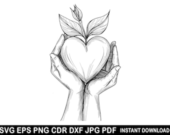 Heart in hands svg, Love hands eps, Heart sign png, Love dxf, Valentines day cdr, Love silhouette, Heart shape hands clip art