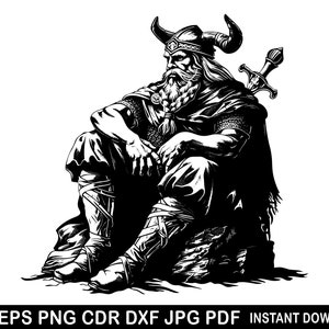 Viking Svg Eps Png | Viking Tattoo | Barbarian Logo | Horns Personalized | Odin Decor | Norse God Eps | Celtic Png