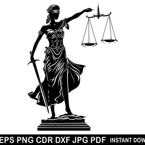 Statue of Justice Svg, Justice Logo, Courthouse Decor, Lady justice Shirt, Justice Clip Art, Cut Files For Cricut, Advocacy Elements Cut