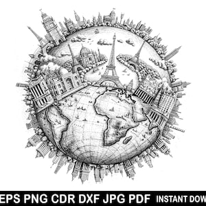 Globus SVG, Globus Png, Globus Dxf, Globus Clipart, Globus Vektor, Welt SVG, Weltkarte SVG, Silhouette geschnitten, Sofort Download