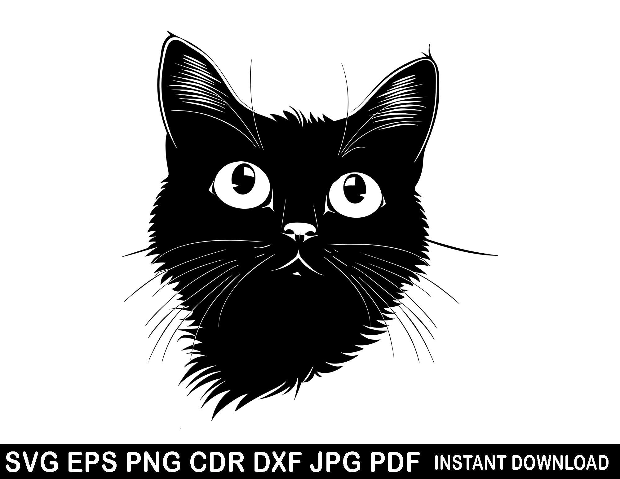 Black Cat Svg, Black Cat Png, Cat Clipart, Cut Files for Cricut