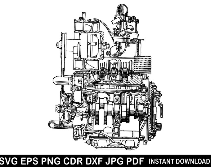Cartoon Car Engine Print | Svg, Png, Eps, Dxf | Fun and Colorful Wall ...