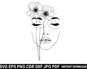 Rose vrouwen svg | Gebloemd vrouwensilhouet | Logo vrouwenhoofd | Gebloemd vrouwendecor | Rozenmeisje-svg | Roze meisjesschoen | Cricut met vrouwengezicht