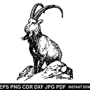 Goat Cricut, Goat Silhouette, Goat Vector, Cute Goat Clipart, Mountain Goat Eps Png Dxf Jpg Pdf