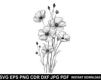 Floral Arrangement Laser File | SVG PNG EPS | Flower Silhouette | Floral Border Svg | Flower Bouquet Logo | Floral Clip Art