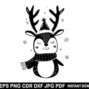 Weihnachten Deer Silhouette, Weihnachten Deer svg, Weihnachtssvg, digitale Sofort-Download-Schnittdatei, Frohe WeihnachtenSvg, Clipart Png Dxf Cdr