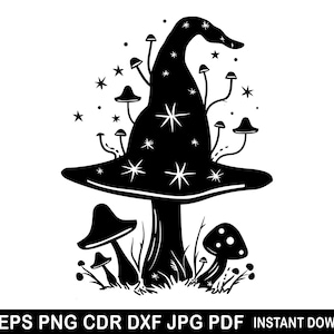 Pilz Hexenhut SVG, Halloween Saison, Pilz Geist svg, Gruselige Saison svg, Niedliche Umriss Clipart, Kinder Halloween svg, Hexerei svg