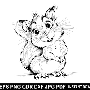 Funny Squirrel Clipart, Cute Cartoon Animals, Smile Animals Svg, Forest Animals Silhouette, Baby Squirrel Decor, Funny Caricature Vector