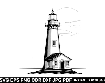 Lighthouse Svg, Lighthouse Cricut, Vector Files, Lighthouse Silhouette, Svg Files For Cricut, Lighthouse Clipart, Sea and Ocean Logo Svg