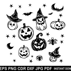 Svg for Halloween / Halloween Pumpkin Silhouette / Cute Ghost Svg Dxf / Files For Cricut Svg / Halloween Clipart Vector Graphics Home Decor
