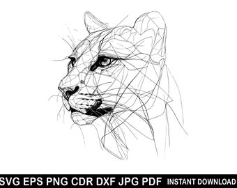 Katt geometrisk pappersklippning Svg, polygonal djurdekor, katt Cricut, kattlinje Clipart, lasergraverad vektor, handskärning, kattsilhuett