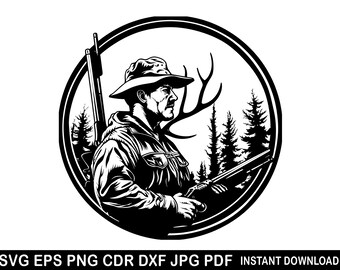 Caza de faisán SVG EPS PNG / Silueta de cazador de aves / Logotipo del club de cazadores / Clip Art / Decoración / Calcomanía / Cameo / Pífano láser /