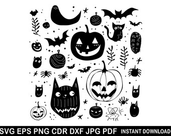 Halloween Smiling Pumpkin Svg Png Dxf Cdr Cricut File, Halloween Instand Download, Halloween Home Decor Silhouette, Autumn Vibes