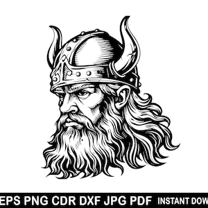 Viking SVG EPS PNG, Viking Decor, Viking Clipart, Viking Cricut, Viking Silhouette, Warrior Print, Viking Head Logo