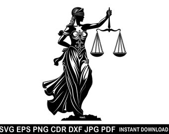 Themis SVG EPS PNG, Themis Decor, Themis silhouet, advocaat ontwerp, Vrouwe Justitia silhouet, gerechtsgebouw Print, tribunaal Decor, wet Svg