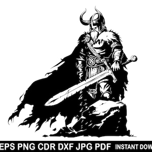 Odin Art Silhouette | Viking Decor | Sublimation Cricut | Varior Personalized | Odin Silhouette | Norse God Eps Png Dxf | Celtic Vector