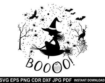 Bruja SVG, Halloween divertido SVG, fantasma lindo SVG, Boo SVG, espeluznante PNG, clipart de Halloween, casa espeluznante SVG, murciélagos SVG, decoración del hogar de Halloween
