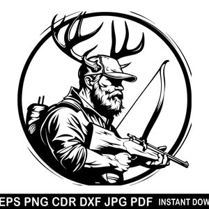 Deer Hunter Svg Png Eps Dxf Pdf Jpg Cdr | Hunting Clipart, Hunting Deer Decor | Hunting Shirt Cricut | Outdoor Hunting Silhouette