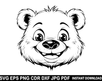 Ours Svg, Clipart ours, Eps pour chambre d'enfant, ours Cricut, silhouette ours, Logo bébé ours, sourire mignon Silhouette petit ours