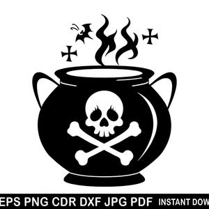 Halloween Cauldron svg, Witch Potion Silhouette, Cauldron vector, Cauldron clipart, Cauldron dxf png, Witches Cauldron svg, Halloween Decor