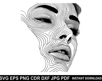 Geometrische meisje gezicht Svg | Eps meisjeshoofd | Logo vrouw gezicht | Clipart vrouwelijk gezicht | Silhouet vrouw | Vrouwenvector | Vrouwelijk hoofd Svg