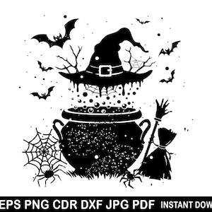 Witch Cauldron Svg, Cauldron Potion PNG, Cauldron Clipart, Halloween Pot SVG, Cauldron Silhouette, Witches Cauldron Svg, Halloween Theme svg