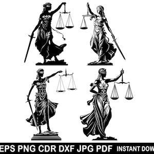 Statue of Justice Bundle, Justice Logo, Courthouse Decor, Lady Justice Shirt, Justice Clip Art, Themis Bundle Cricut, Advocacy Elements Cut