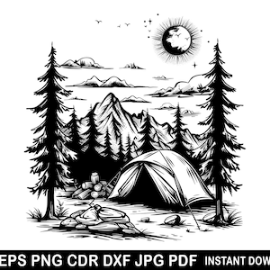 Camping Svg, Camping Tent Eps, Camping Cut File, Camping Tent Silhouette, Camping Tent Decor, Camping Tent Clip Art, Cortar archivos para Cricut